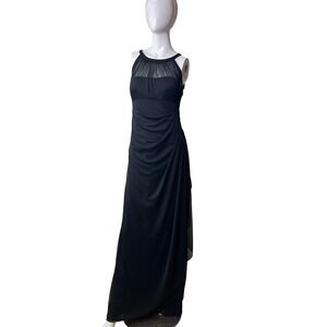 David's Bridal Formal Gown Evening Dress Sheer‎ Neckline Black Size 4